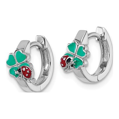 Sterling Silver 11mm Girls' Ladybug Huggie Hoop Earrings – view 3