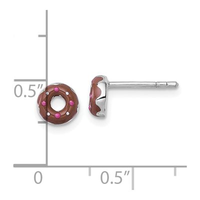 Sterling Silver Girls' Enamel Donut Stud Earrings – view 4