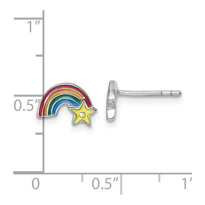 Sterling Silver Girls' Enamel Rainbow Star Stud Earrings – view 4