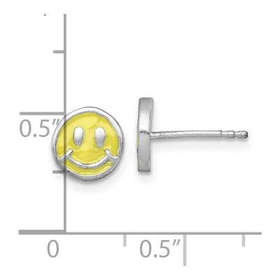 Sterling Silver Girls' Enamel Smiley Face Stud Earrings – view 4