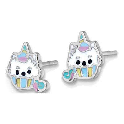 Sterling Silver Girls' Unicorn Cupcake Stud Earrings – view 3