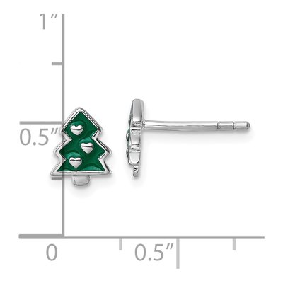 Sterling Silver Kids' Christmas Tree Stud Earrings – view 4