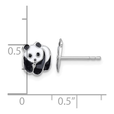 Sterling Silver Girls' Enamel Panda Stud Earrings – view 4