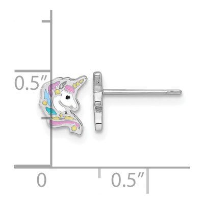 Sterling Silver Girls' Unicorn Head Stud Earrings – view 4
