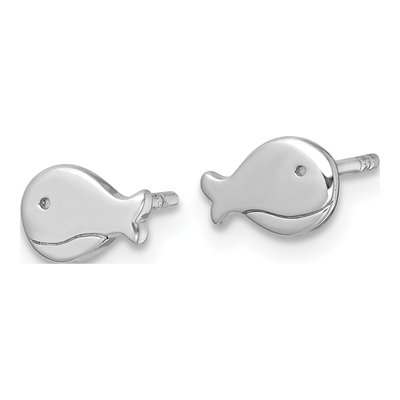 Sterling Silver Girls' Whale Stud Earrings – view 3