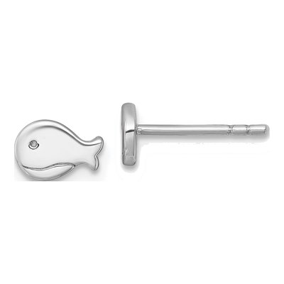 Sterling Silver Girls' Whale Stud Earrings