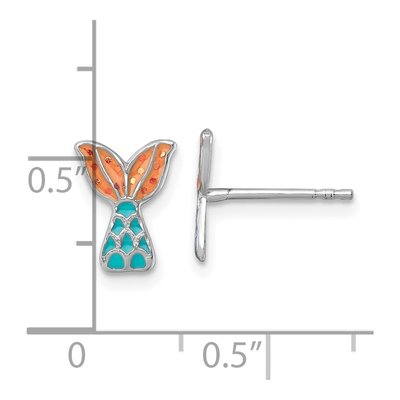 Sterling Silver Enamel Mermaid Tail Stud Earrings – view 4