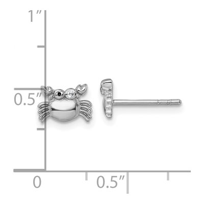 Sterling Silver Round CZ Girls' Crab Stud Earrings – view 4