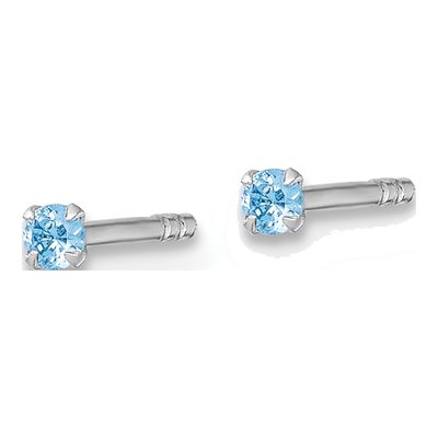 Sterling Silver 2mm Round CZ Girls' Stud Earrings – view 3