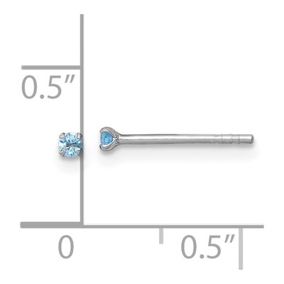 Sterling Silver 2mm Round CZ Girls' Stud Earrings – view 4