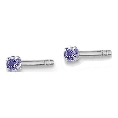 Sterling Silver 2mm Round CZ Girls' Stud Earrings – view 3
