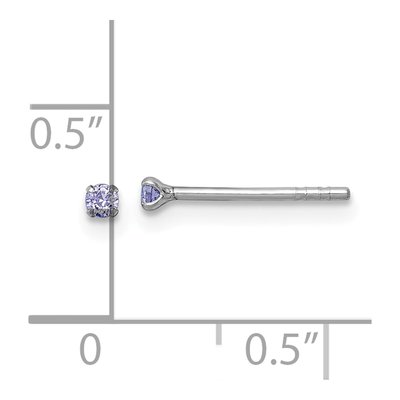 Sterling Silver 2mm Round CZ Girls' Stud Earrings – view 4