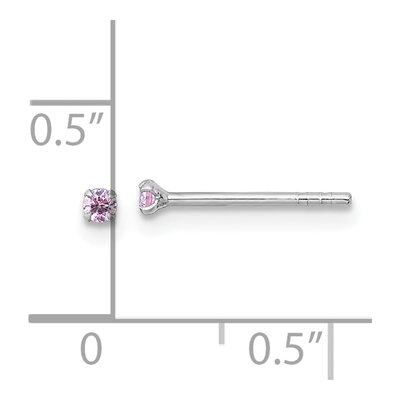 Sterling Silver 2mm Round CZ Girls' Stud Earrings – view 4