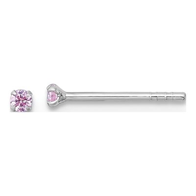 Sterling Silver 2mm Round CZ Girls' Stud Earrings