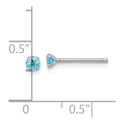 Sterling Silver 3mm Round CZ Girls' Stud Earrings – view 4
