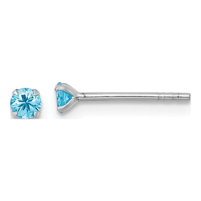 Sterling Silver 3mm Round CZ Girls' Stud Earrings