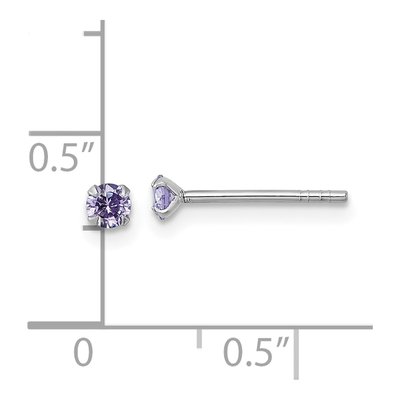 Sterling Silver 3mm Round CZ Girls' Stud Earrings – view 4