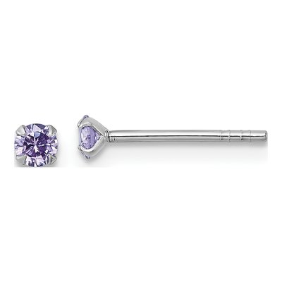 Sterling Silver 3mm Round CZ Girls' Stud Earrings