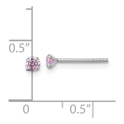Sterling Silver 3mm Round CZ Girls' Stud Earrings – view 4