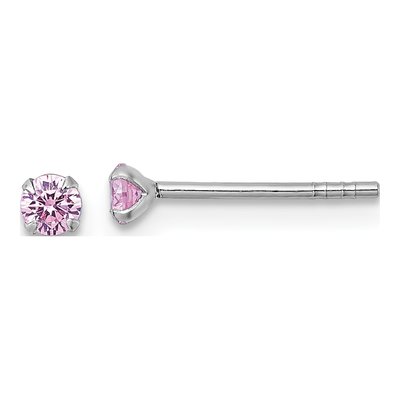 Sterling Silver 3mm Round CZ Girls' Stud Earrings