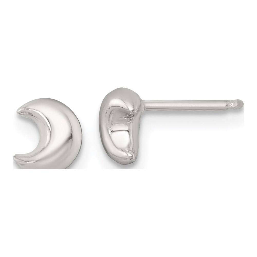 Sterling Silver Rhodium-Plated Polished Puffed Moon Childrens Post Earrings