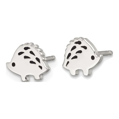 Sterling Silver Girls' Enameled Porcupine Stud Earrings – view 3