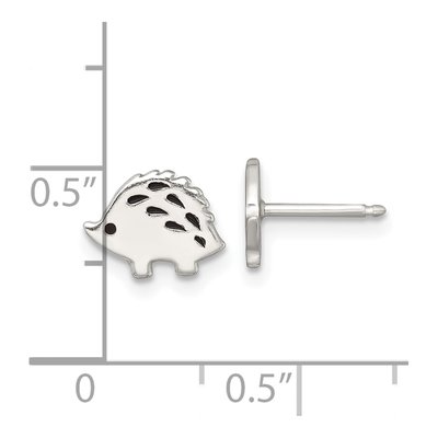 Sterling Silver Girls' Enameled Porcupine Stud Earrings – view 4