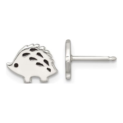 Sterling Silver Girls' Enameled Porcupine Stud Earrings