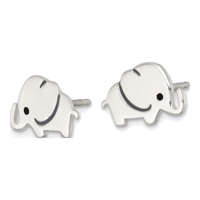 Sterling Silver Kids' Enamel Elephant Stud Earrings – view 3