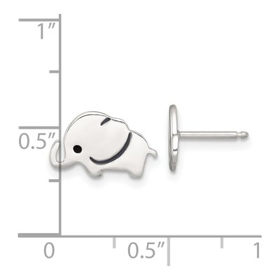 Sterling Silver Kids' Enamel Elephant Stud Earrings – view 4