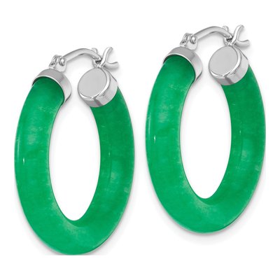 Sterling Silver 27mm Dyed Jade Quartz Hoop Earrings – view 3