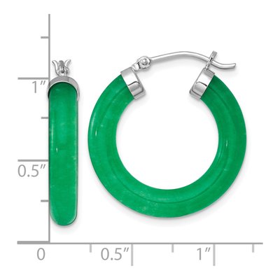 Sterling Silver 27mm Dyed Jade Quartz Hoop Earrings – view 4