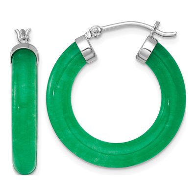 Sterling Silver 27mm Dyed Jade Quartz Hoop Earrings
