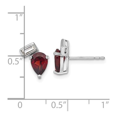 Sterling Silver Pear Garnet & White Topaz Stud Earrings – view 4