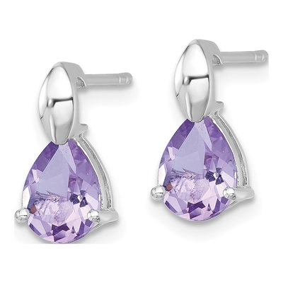 Sterling Silver Amethyst Pear Teardrop Stud Earrings – view 3