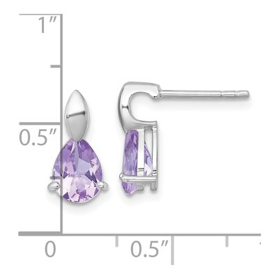 Sterling Silver Amethyst Pear Teardrop Stud Earrings – view 4