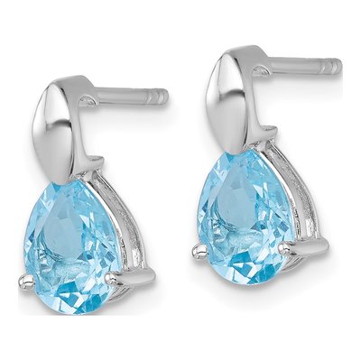Sterling Silver Swiss Blue Topaz Pear Teardrop Stud Earrings – view 3