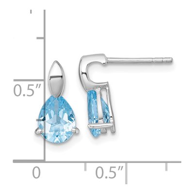 Sterling Silver Swiss Blue Topaz Pear Teardrop Stud Earrings – view 4