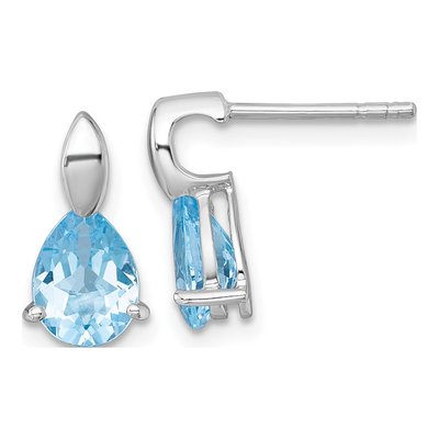 Sterling Silver Swiss Blue Topaz Pear Teardrop Stud Earrings