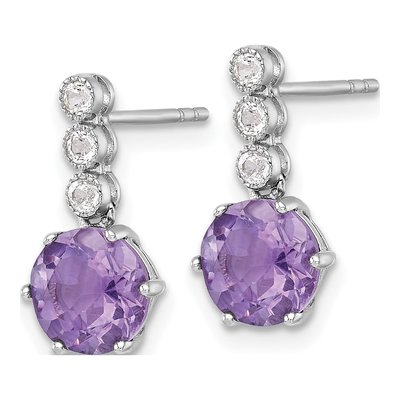 Sterling Silver Amethyst & White Topaz Dangle Earrings – view 3