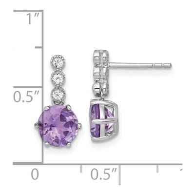 Sterling Silver Amethyst & White Topaz Dangle Earrings – view 4