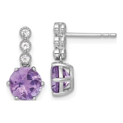 Sterling Silver Amethyst & White Topaz Dangle Earrings