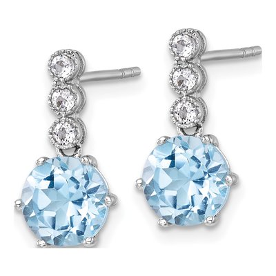 Sterling Silver Swiss Blue Topaz & White Topaz Dangle Earrings – view 3