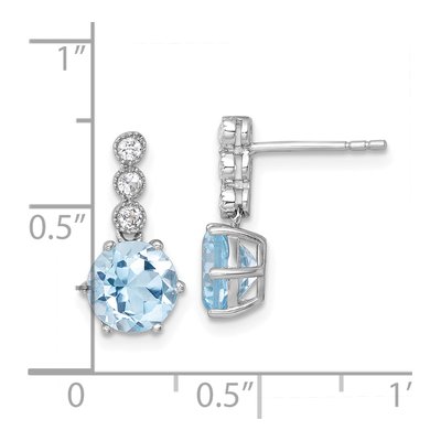 Sterling Silver Swiss Blue Topaz & White Topaz Dangle Earrings – view 4