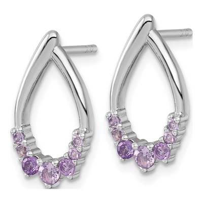 Sterling Silver Amethyst Teardrop Dangle Earrings – view 3