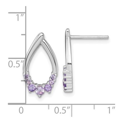 Sterling Silver Amethyst Teardrop Dangle Earrings – view 4