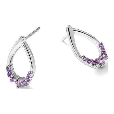 Sterling Silver Amethyst Teardrop Dangle Earrings – view 5