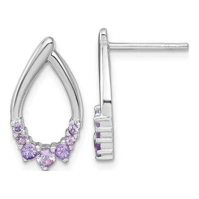 Sterling Silver Amethyst Teardrop Dangle Earrings