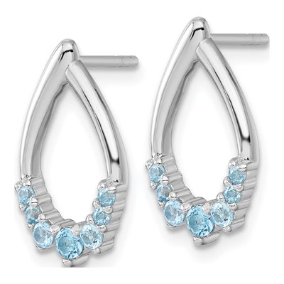 Sterling Silver Swiss Blue Topaz Teardrop Dangle Earrings – view 3