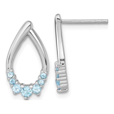 Sterling Silver Swiss Blue Topaz Teardrop Dangle Earrings